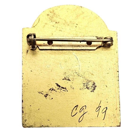 Tree Painting Brooch, Art Framed Pin, Signed CJ 1999 - Picture 12 of 16